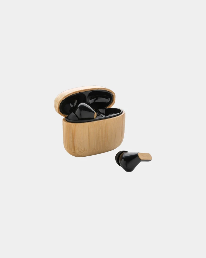 Auriculares bambú plástico reciclado para personalizar