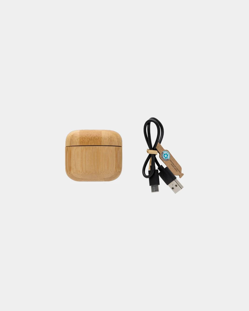 Auriculares bambú plástico reciclado para personalizar