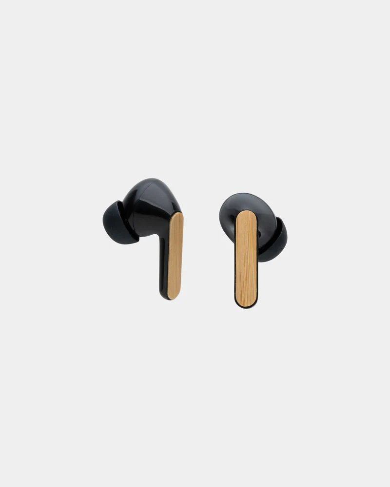Auriculares bambú plástico reciclado para personalizar