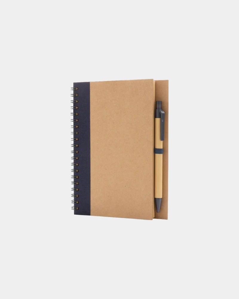 Libreta de espiral kraft con bolígrafo para personalizar
