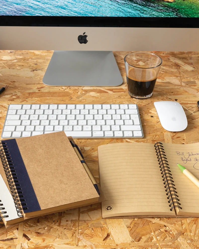 Libreta de espiral kraft con bolígrafo para personalizar