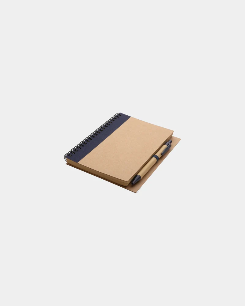 Libreta de espiral kraft con bolígrafo para personalizar