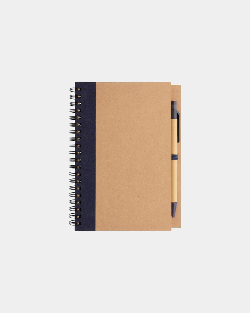Libreta de espiral kraft con bolígrafo para personalizar