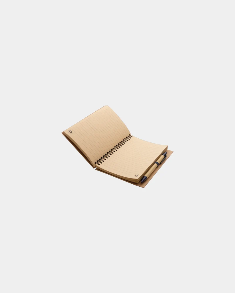 Libreta de espiral kraft con bolígrafo para personalizar
