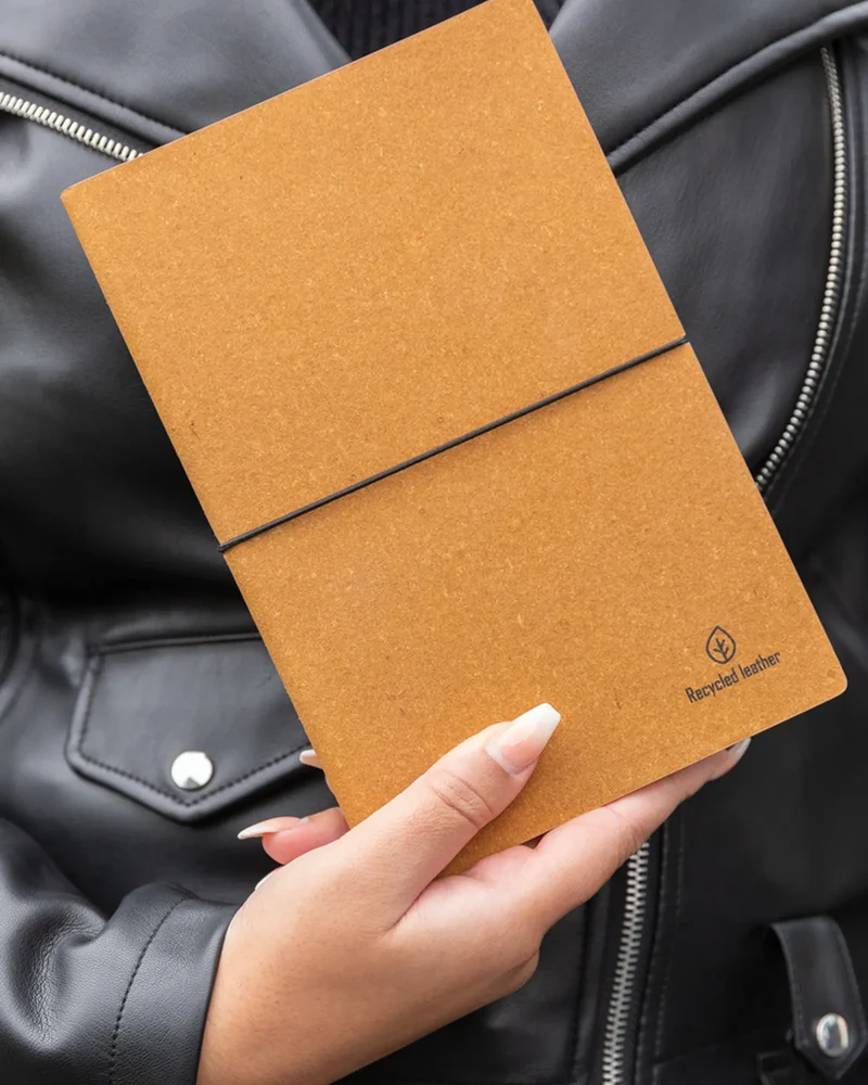 Libreta A5 cuero reciclado GRS para personalizar
