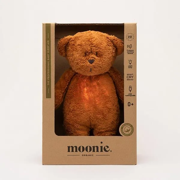 Peluche Moonie Oso Orgánico con Luz y Sonido Caramel Natur