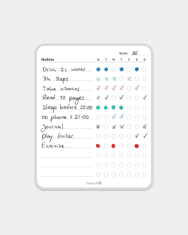 Tablero adhesivo Bambook semanal para personalizar