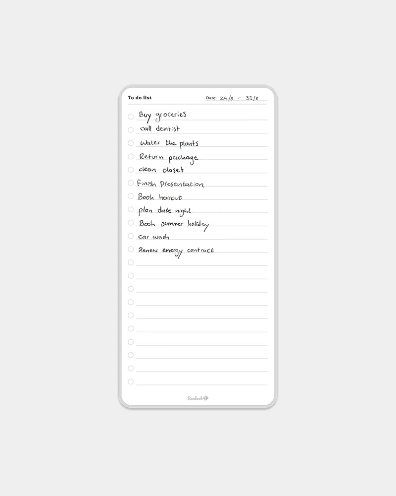 Lista de tareas adhesiva Bambook para personalizar