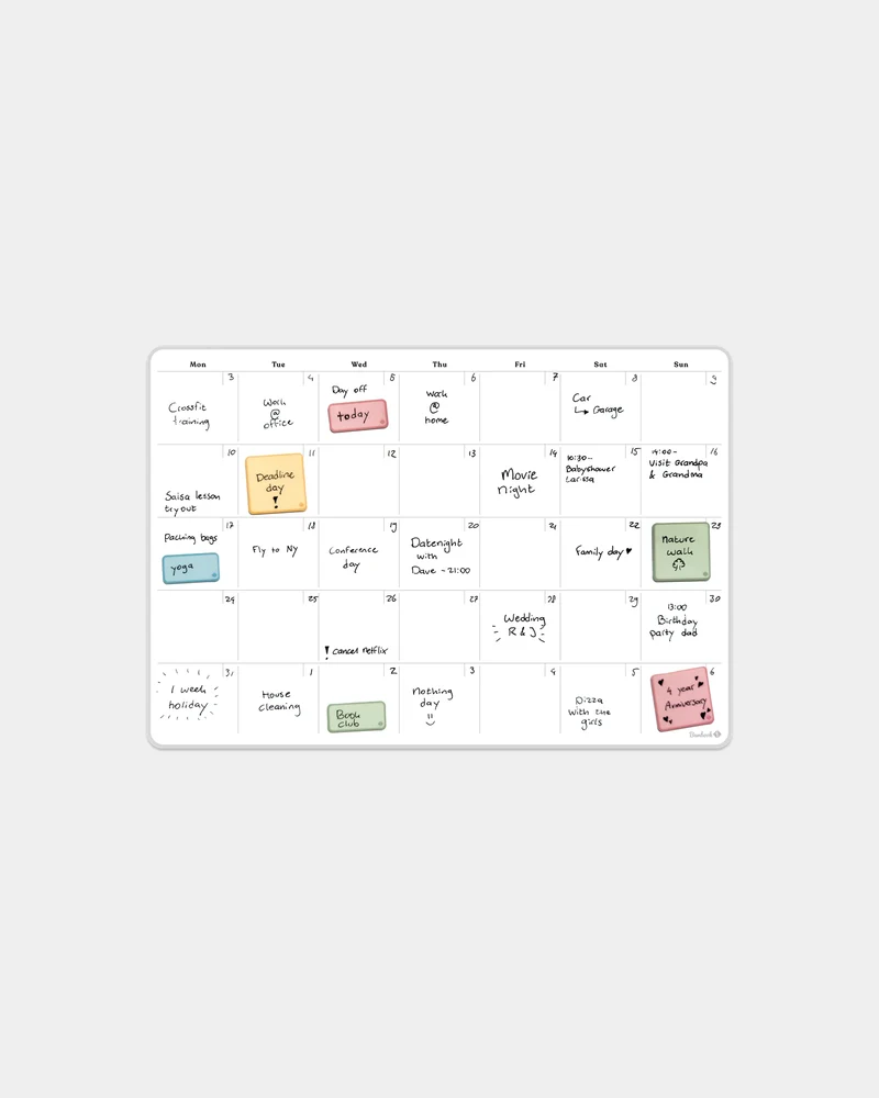 Calendario mensual adhesivo Bambook para personalizar