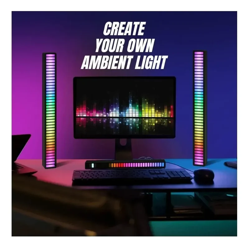 Barra Luz Led Audio Rítmica Gamer 18cm