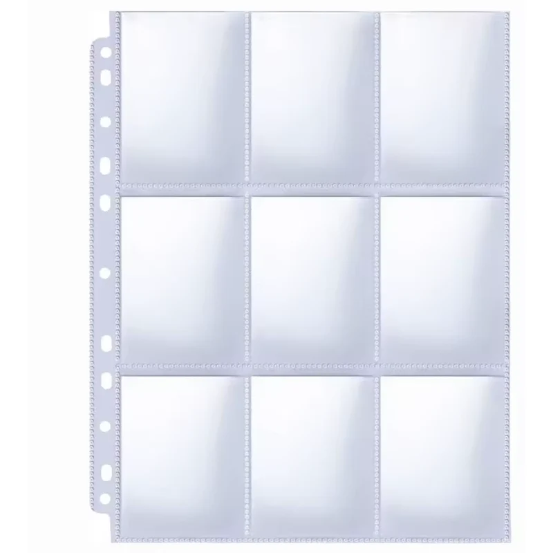 Pack 10 Hojas de 9 Bolsillos para Álbum de Cartas Coleccionables TCG