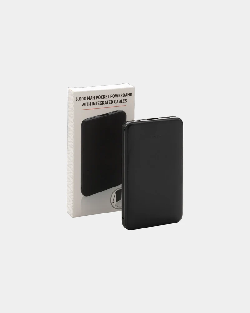 Power bank 5000 mAh con cables integrados para personalizar