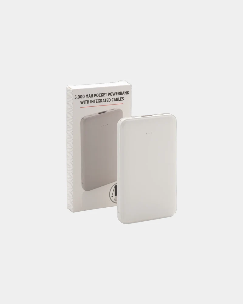 Power bank 5000 mAh con cables integrados para personalizar