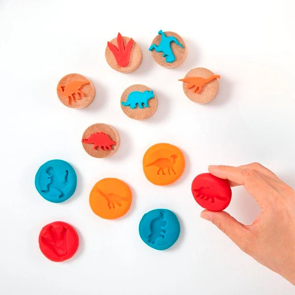 Sellos Plastilina Dinosaurios Madera 6 Unidades Childgen