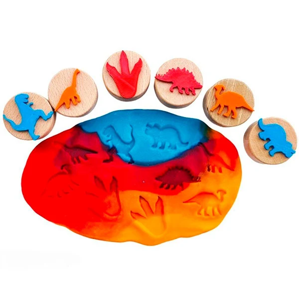 Sellos Plastilina Dinosaurios Madera 6 Unidades Childgen