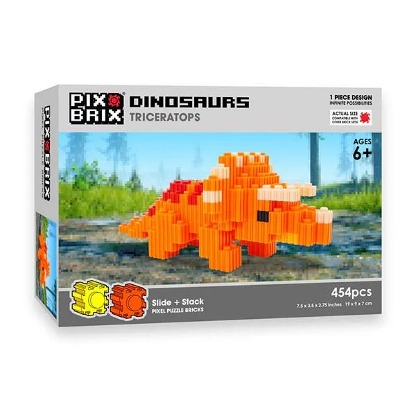 Bloques Pix Brix Dinosaurs Triceratops 454 Piezas Pixel Art