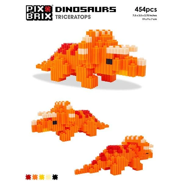 Bloques Pix Brix Dinosaurs Triceratops 454 Piezas Pixel Art