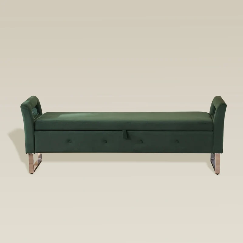 LoungeDock: Velvet Armrest Storage Bench