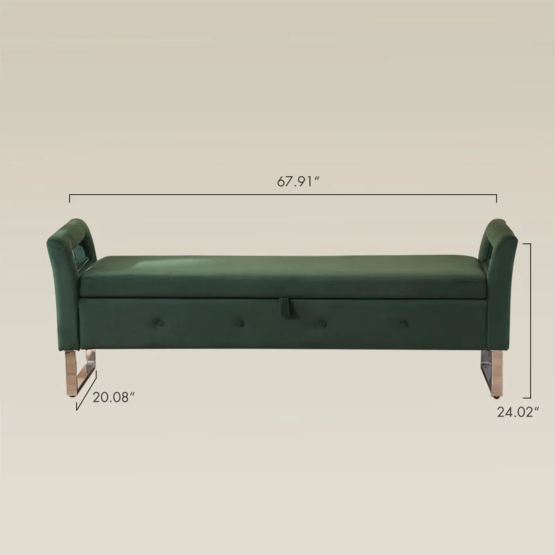 LoungeDock: Velvet Armrest Storage Bench