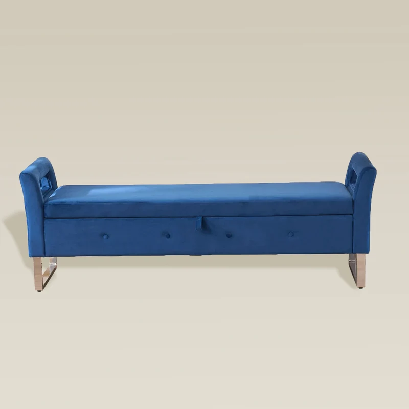 LoungeDock: Velvet Armrest Storage Bench