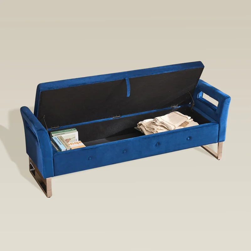 LoungeDock: Velvet Armrest Storage Bench