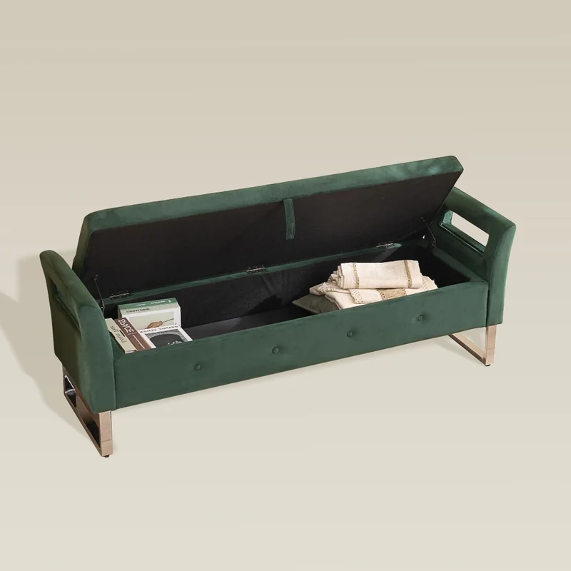 LoungeDock: Velvet Armrest Storage Bench