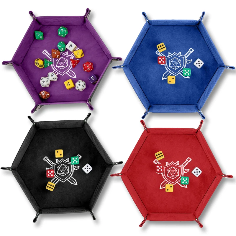 Folding Hexagon Dice Tray Set (6-Pack)