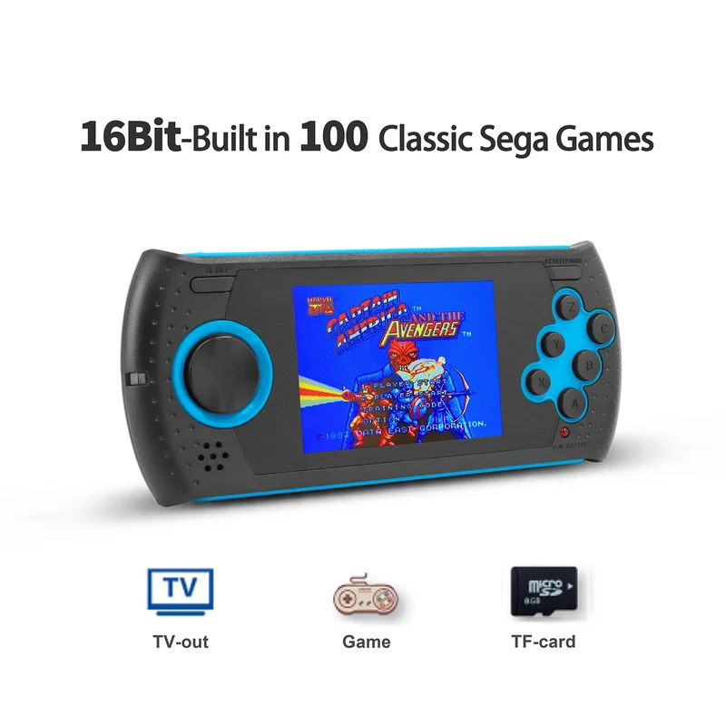 Nuevo 3.0" Built-in de 100 juegos clásicos de mano consola de salida y SD Card Sega 8G Retro Video Juegos de apoyo al jugador HDMI