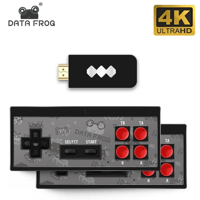 Data Frog USB Wireless Handheld TV Consola de videojuegos Construido en 600 Juego clásico Mini consola de video de 8 bits Soporte Salida AV / HDMI
