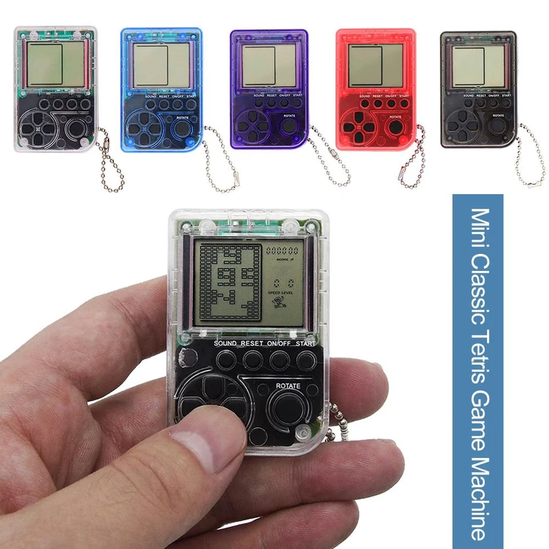 Mini Classic Game Machine Mini consola de juegos retro nostálgica de mano para niños con llavero Tetris Videojuego