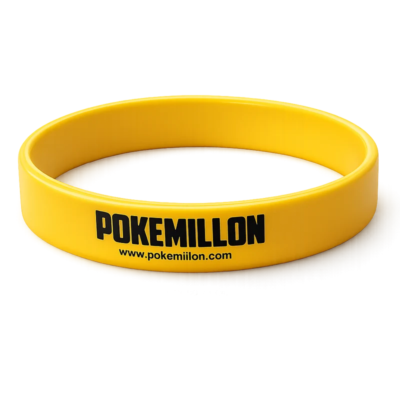 Pulsera Pokemillon de Silicona Amarilla con Logo Negro
