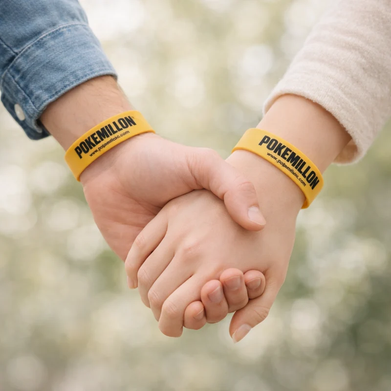Pulsera Pokemillon de Silicona Amarilla con Logo Negro