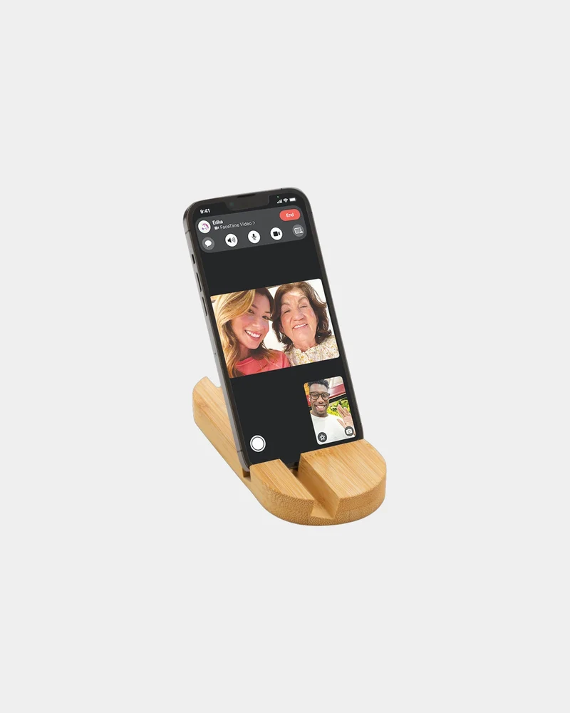 Soporte de bambú para tablet y móvil para personalizar
