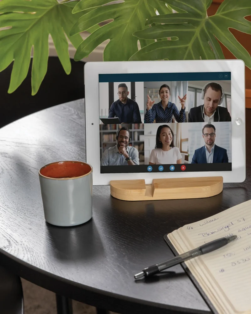 Soporte de bambú para tablet y móvil para personalizar