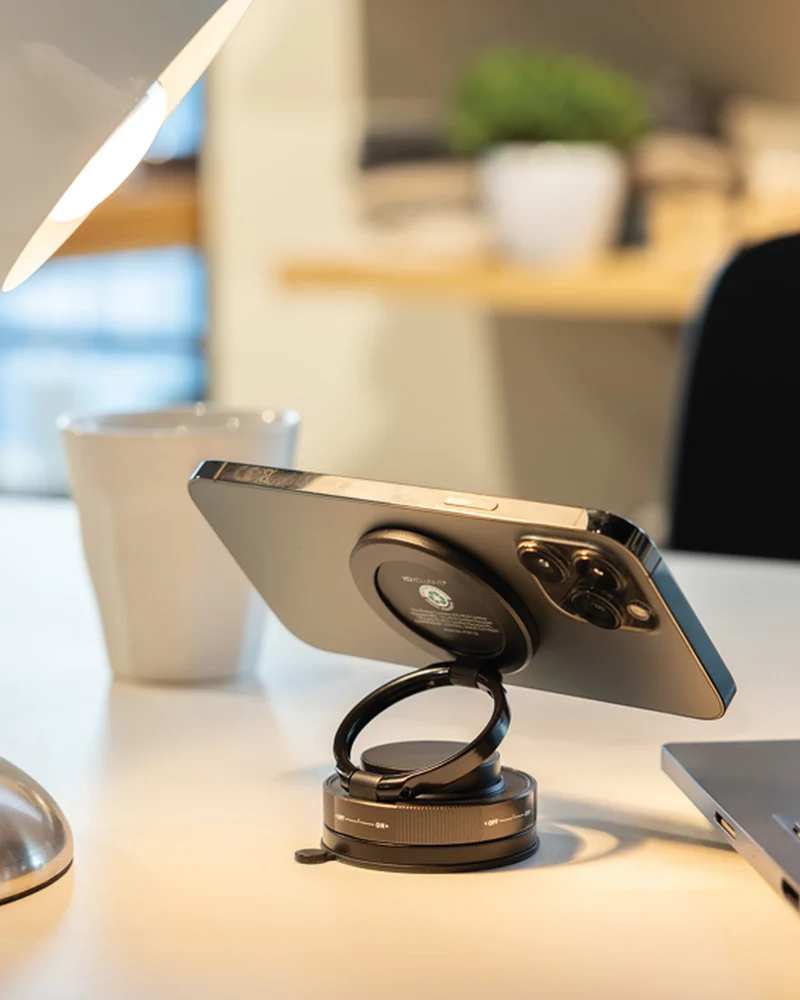 Soporte teléfono 360° plástico reciclado para personalizar