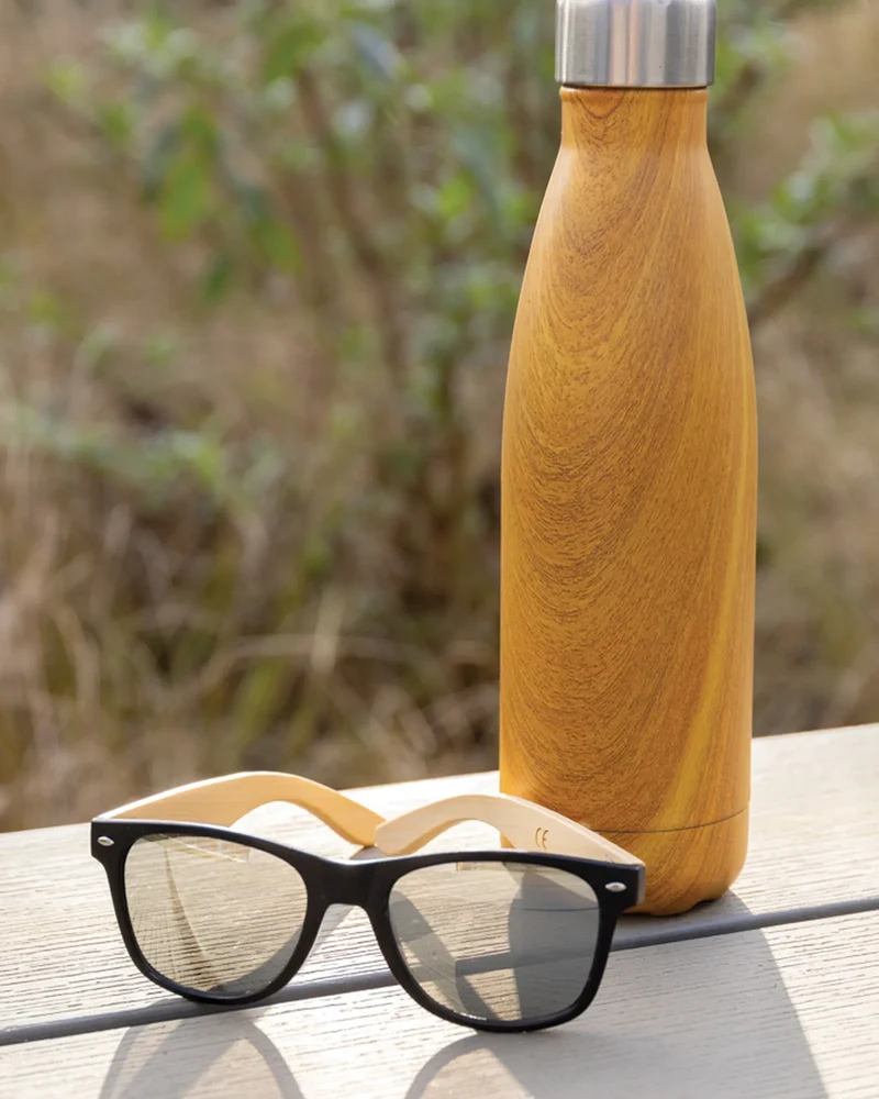 Botella térmica acero efecto madera para personalizar