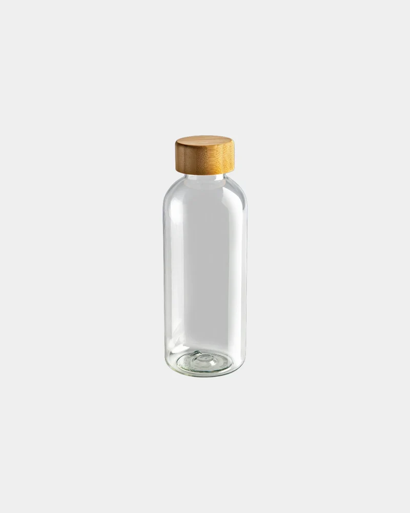 Botella reciclada RPET 600ml tapón bambú para personalizar
