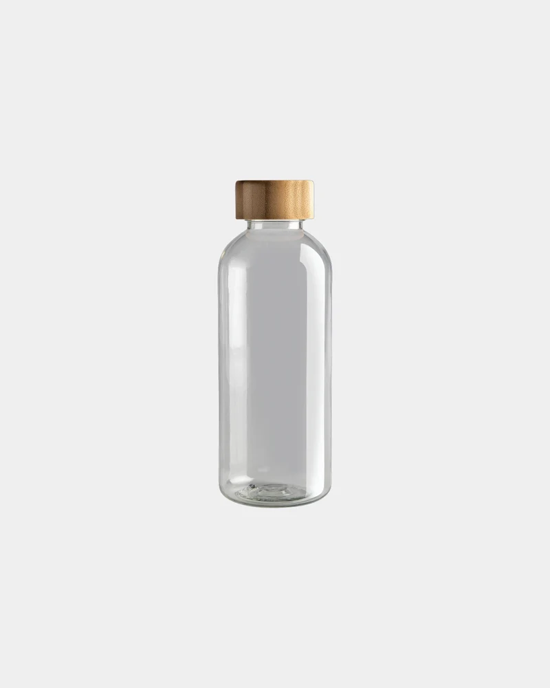 Botella reciclada RPET 600ml tapón bambú para personalizar