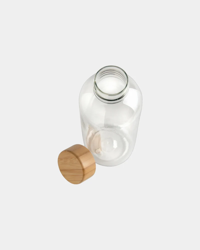 Botella reciclada RPET 600ml tapón bambú para personalizar