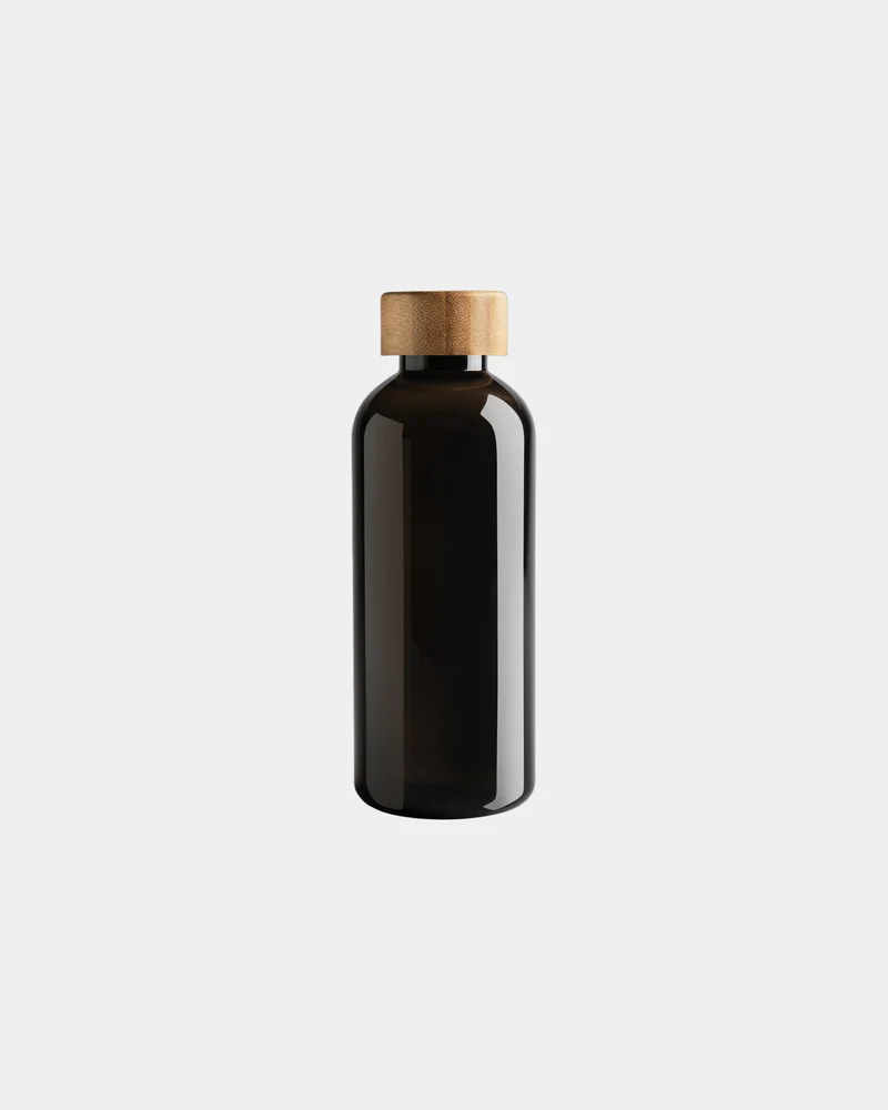 Botella reciclada RPET 600ml tapón bambú para personalizar