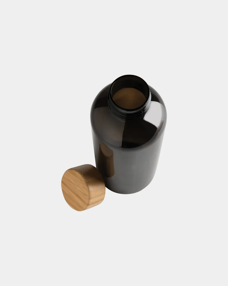 Botella reciclada RPET 600ml tapón bambú para personalizar