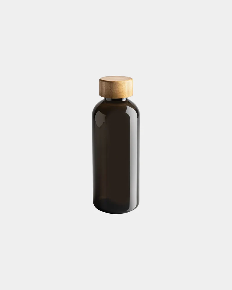 Botella reciclada RPET 600ml tapón bambú para personalizar