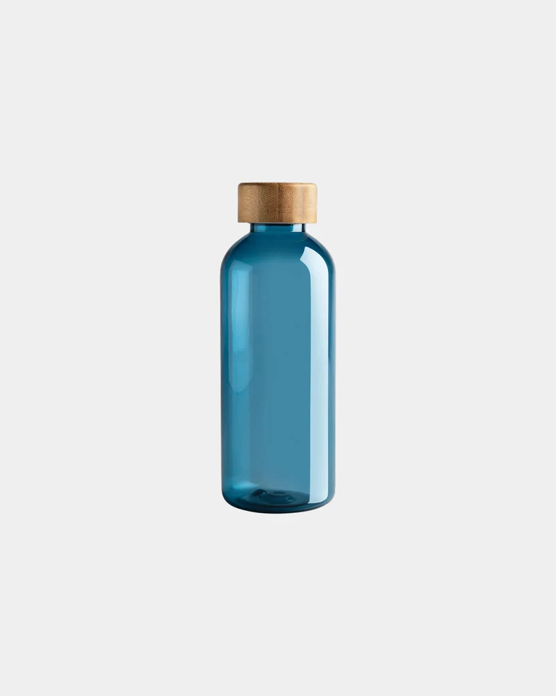 Botella reciclada RPET 600ml tapón bambú para personalizar
