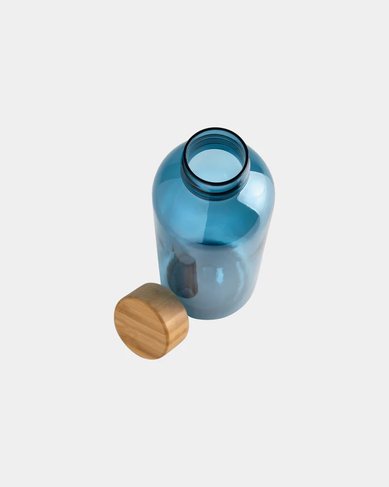 Botella reciclada RPET 600ml tapón bambú para personalizar