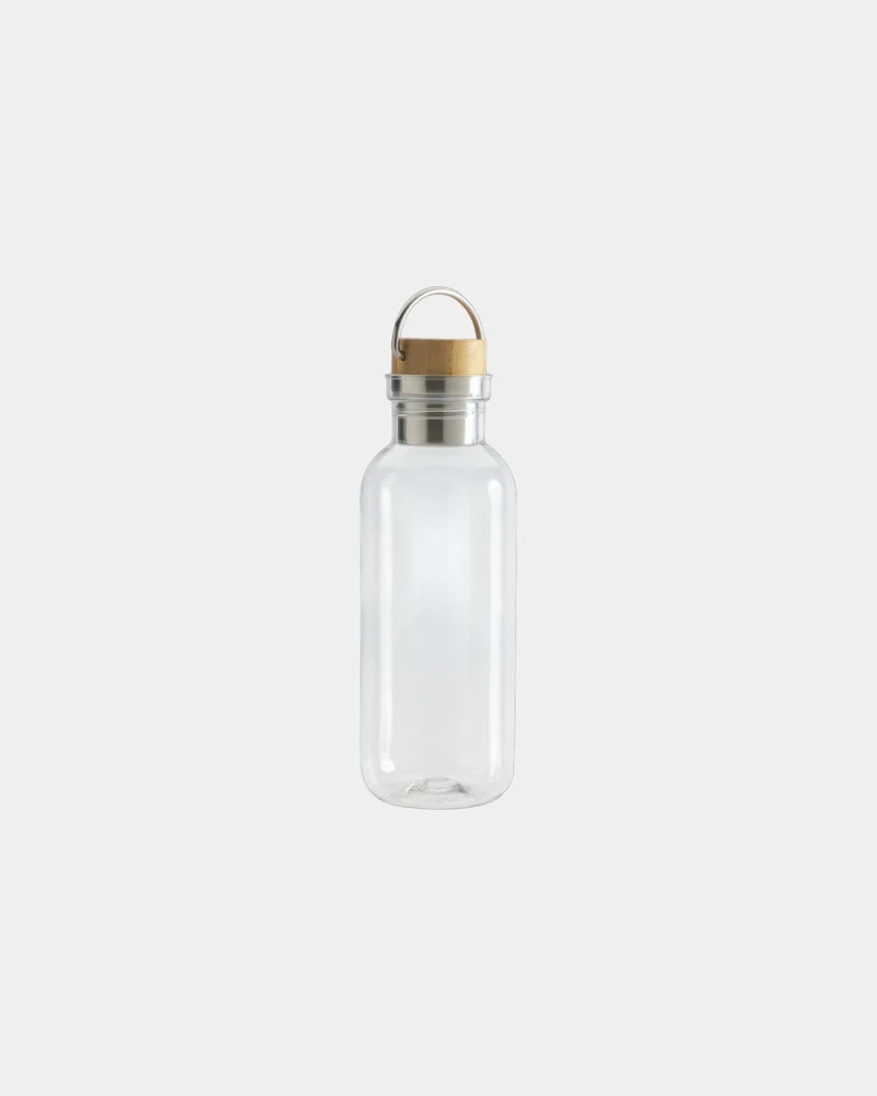 Botella reciclada RPET 680ml tapa de bambú para personalizar