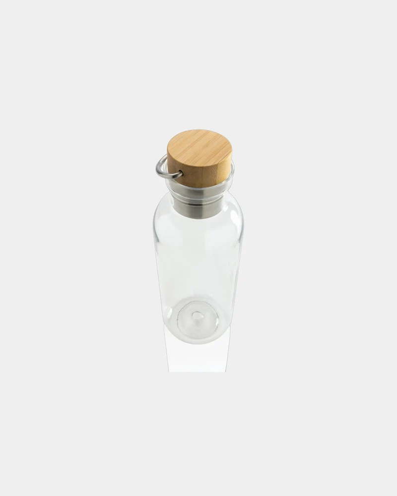 Botella reciclada RPET 680ml tapa de bambú para personalizar