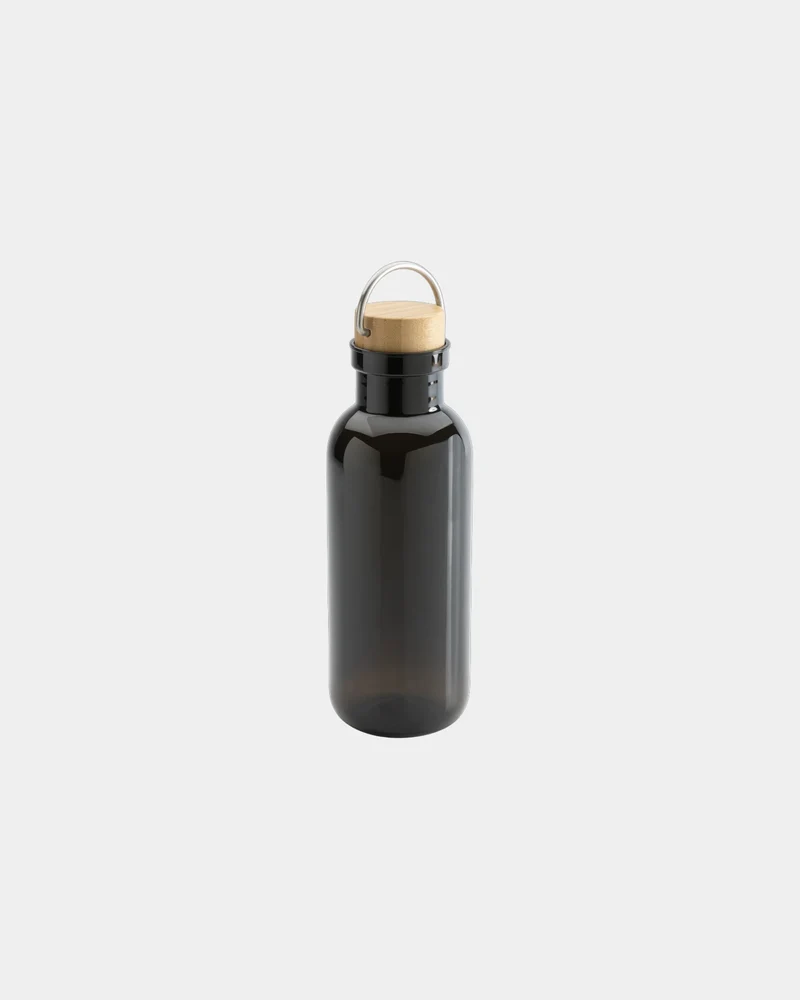 Botella reciclada RPET 680ml tapa de bambú para personalizar