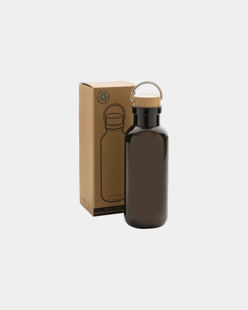 Botella reciclada RPET 680ml tapa de bambú para personalizar