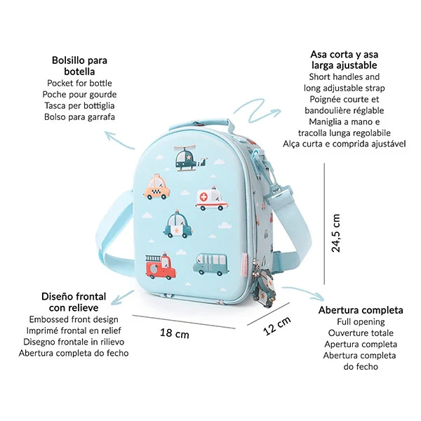 Bolsa Merienda Térmica 3D City Cars Tutete