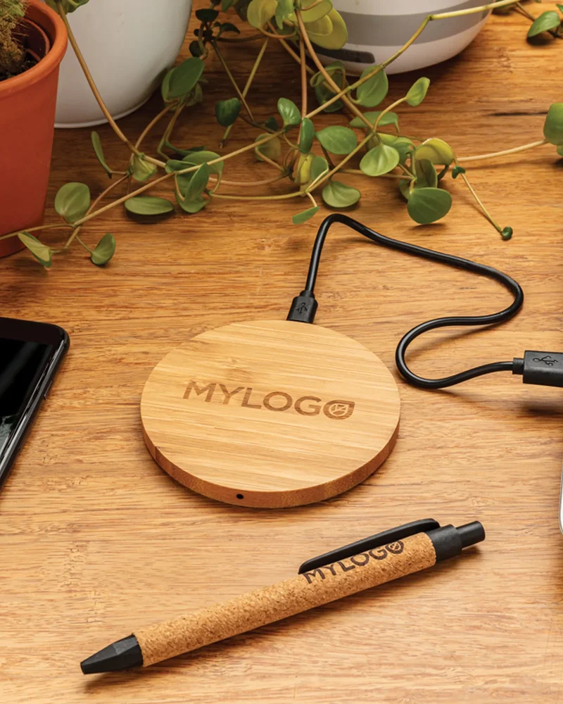 Cargador inalámbrico bambú FSC 5W para personalizar